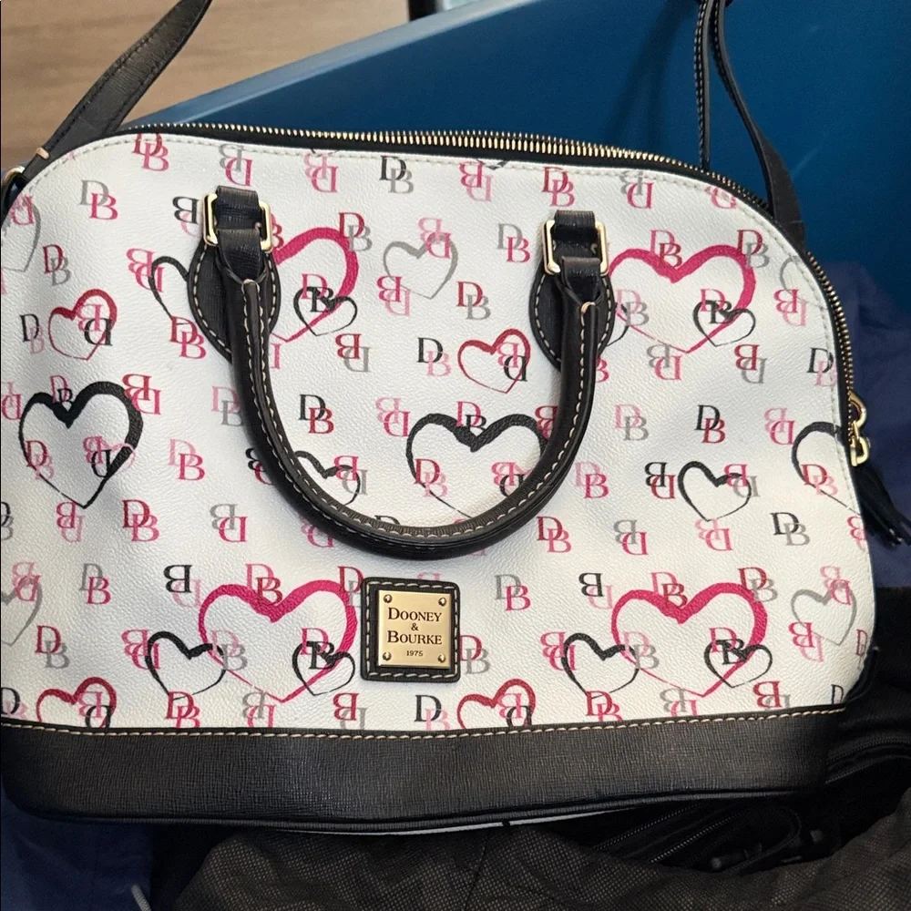 Dooney & Bourke Black and Pink Heart Satchel - Picture 2 of 9